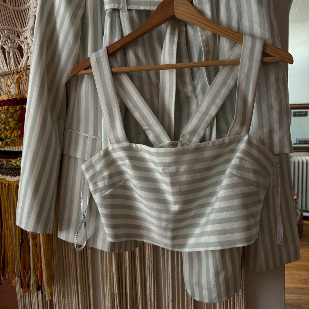 Marciano Light Blue and White Striped Suit Set S/M NET - Picture 4 of 7